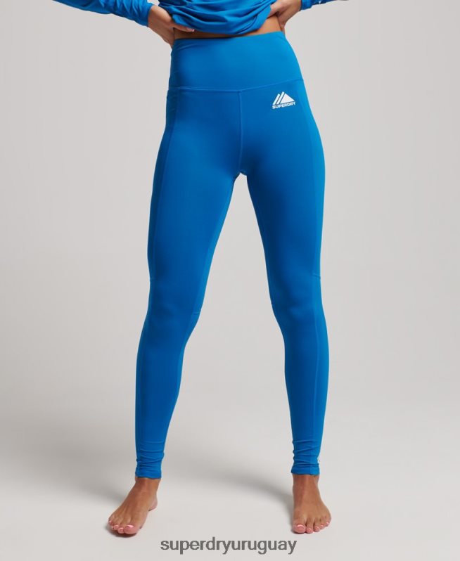 uy Superdry mujer leggins de capa base azul DT2N8Z4074 ropa