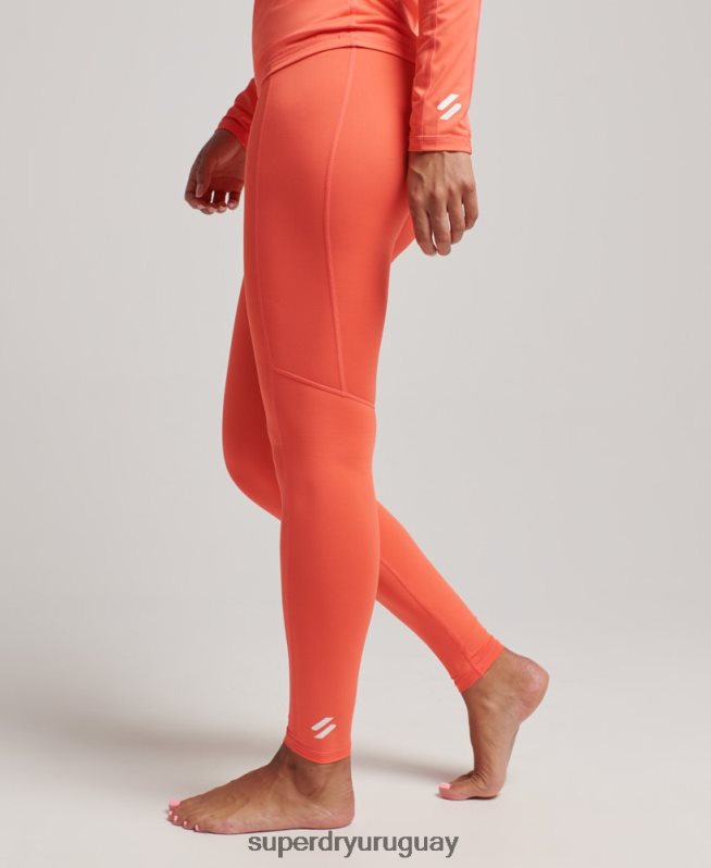 uy Superdry mujer leggins de capa base coral DT2N8Z4079 ropa