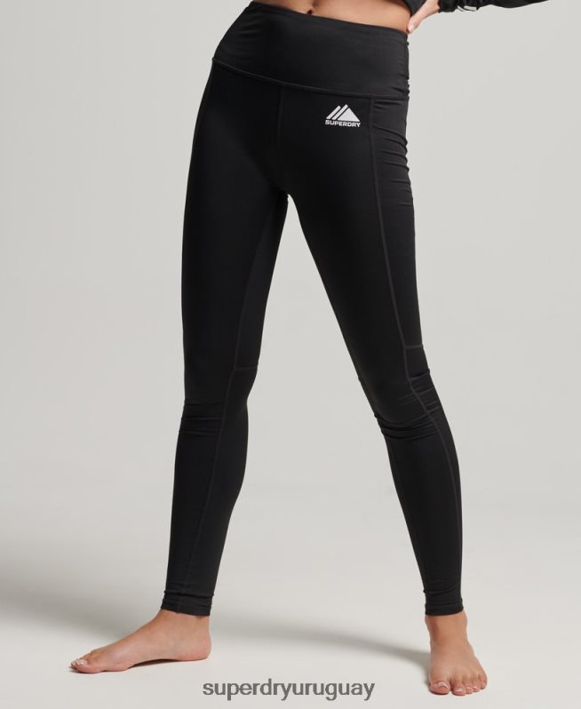 uy Superdry mujer leggins de capa base negro DT2N8Z4076 ropa