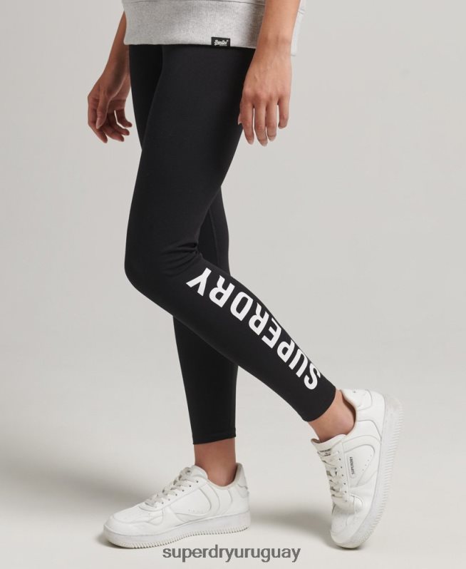 uy Superdry mujer leggins elásticos con gráfico del logo negro DT2N8Z6661 ropa