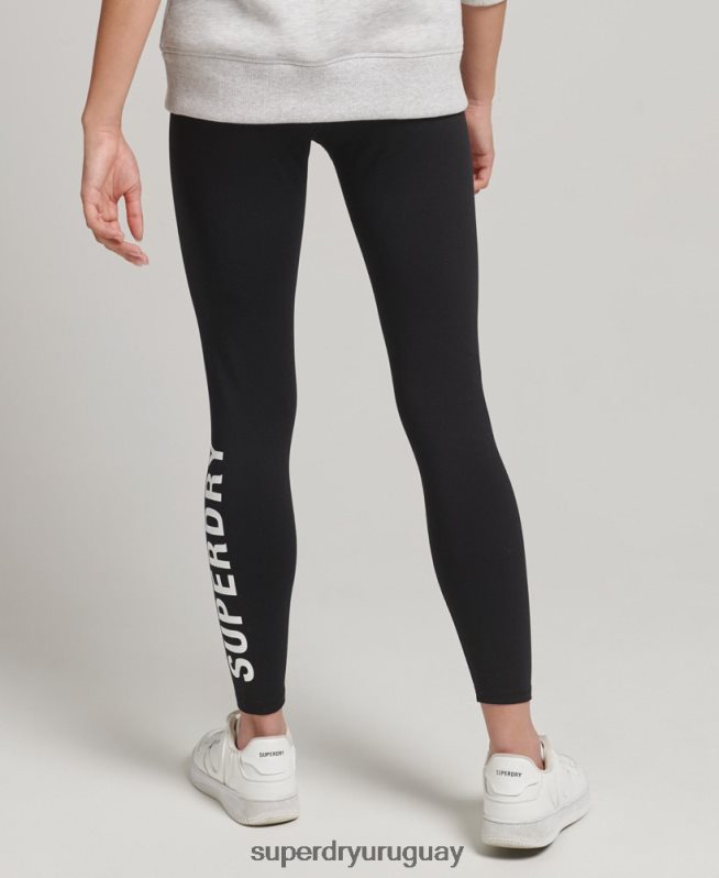 uy Superdry mujer leggins elásticos con gráfico del logo negro DT2N8Z6661 ropa