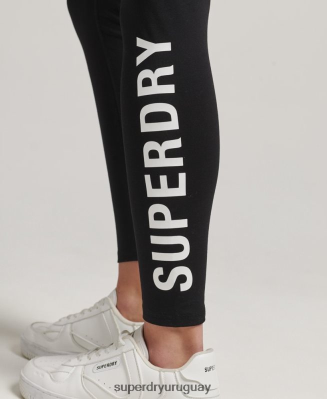 uy Superdry mujer leggins elásticos con gráfico del logo negro DT2N8Z6661 ropa