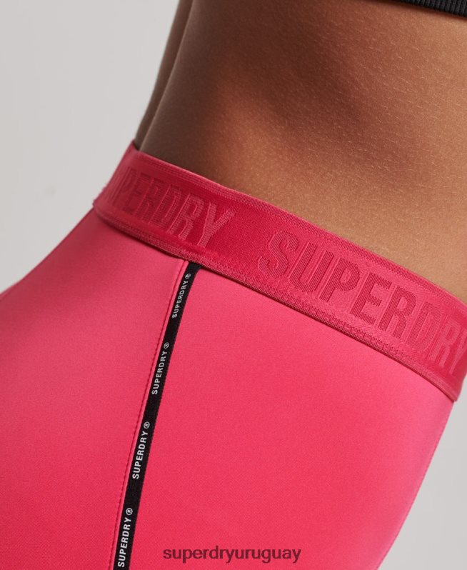 uy Superdry mujer leggins elásticos con logo de tren rosa DT2N8Z4059 ropa