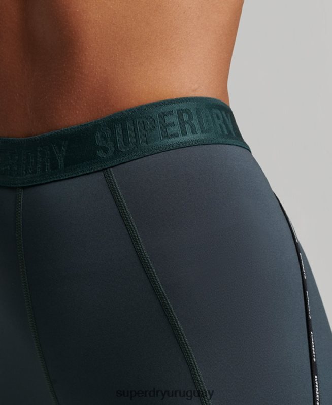 uy Superdry mujer leggins elásticos con logo de tren verde DT2N8Z4072 ropa