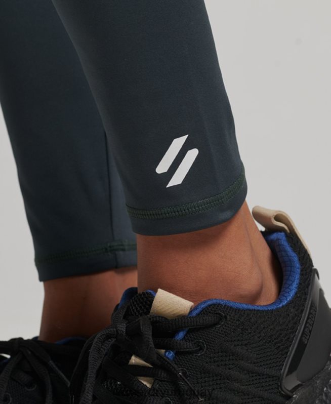 uy Superdry mujer leggins elásticos con logo de tren verde DT2N8Z4072 ropa