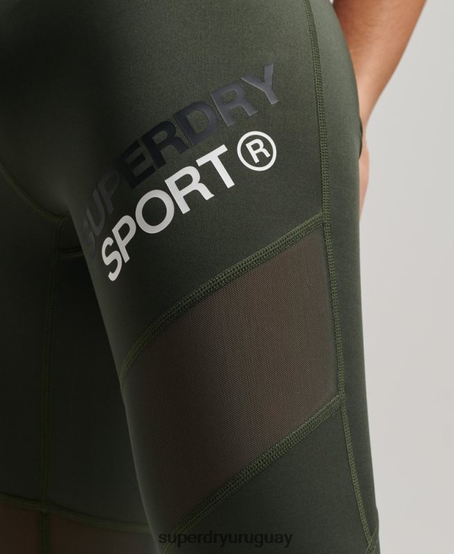 uy Superdry mujer mallas de entrenamiento de malla 7/8 verde DT2N8Z4078 ropa