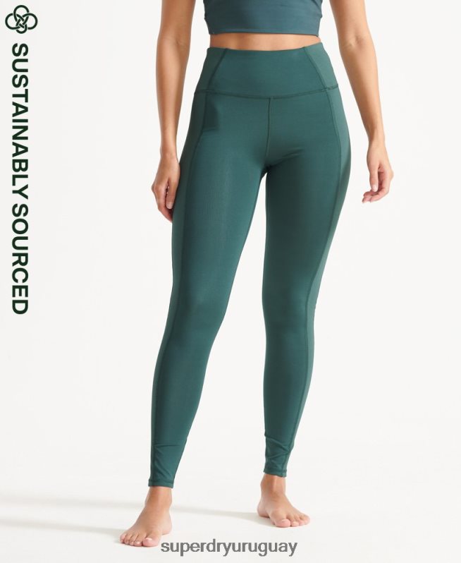 uy Superdry mujer medias de canalé flexibles verde DT2N8Z4090 ropa