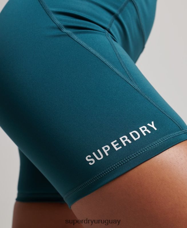 uy Superdry mujer pantalones cortos ajustados de 6 pulgadas turquesa DT2N8Z3135 ropa