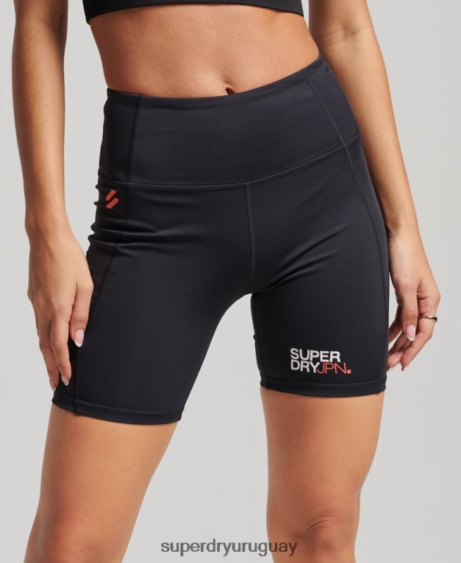 uy Superdry mujer pantalones cortos ajustados de seis pulgadas negro DT2N8Z3126 ropa