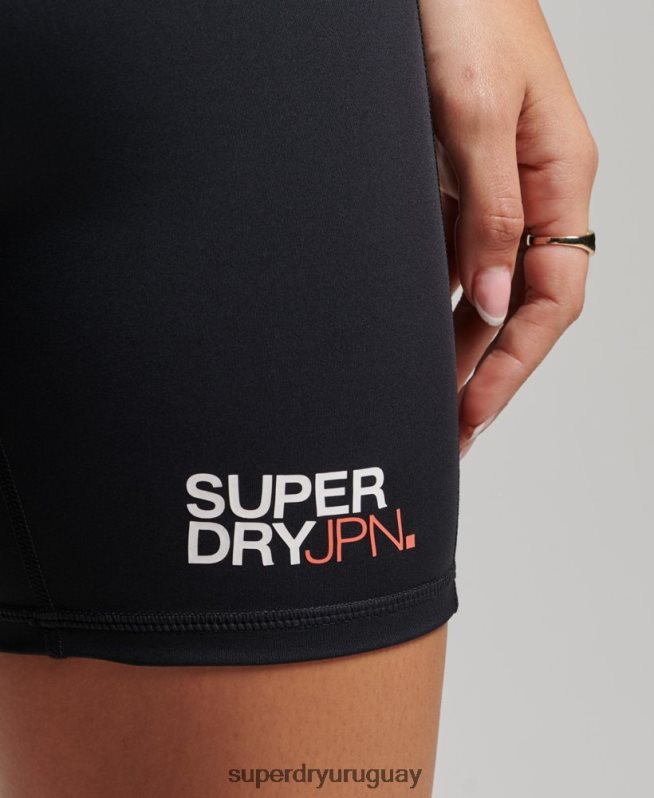 uy Superdry mujer pantalones cortos ajustados de seis pulgadas negro DT2N8Z3126 ropa