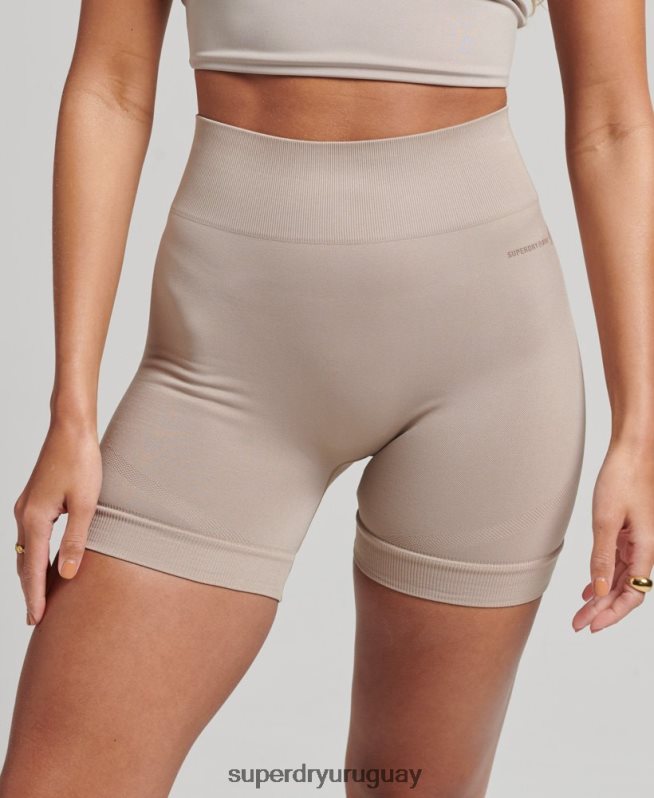 uy Superdry mujer shorts ajustados sin costuras gris claro DT2N8Z6314 ropa