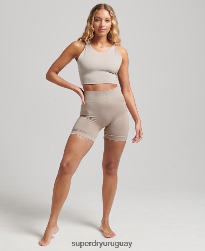 uy Superdry mujer shorts ajustados sin costuras gris claro DT2N8Z6314 ropa