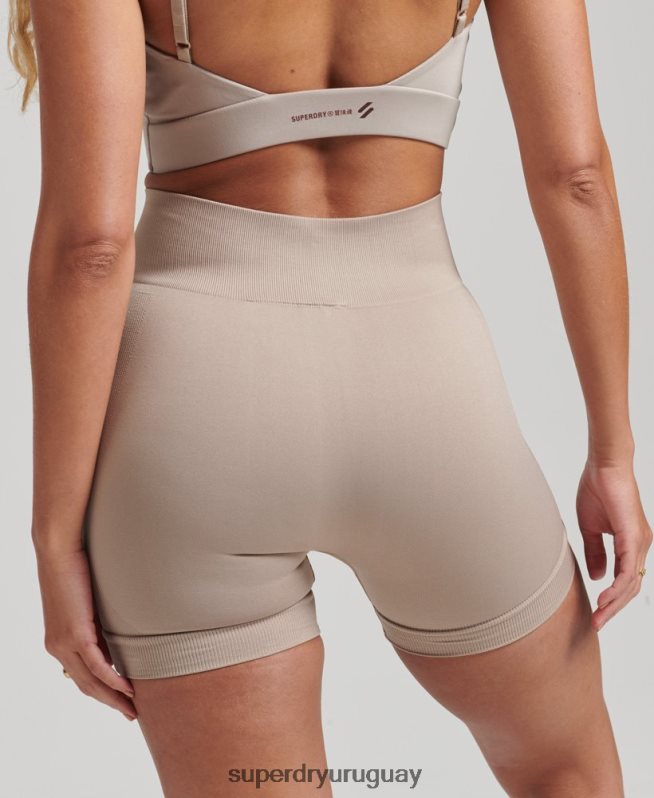 uy Superdry mujer shorts ajustados sin costuras gris claro DT2N8Z6314 ropa