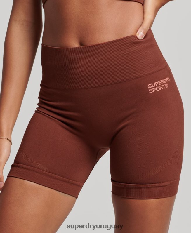 uy Superdry mujer shorts ajustados sin costuras marrón DT2N8Z3124 ropa