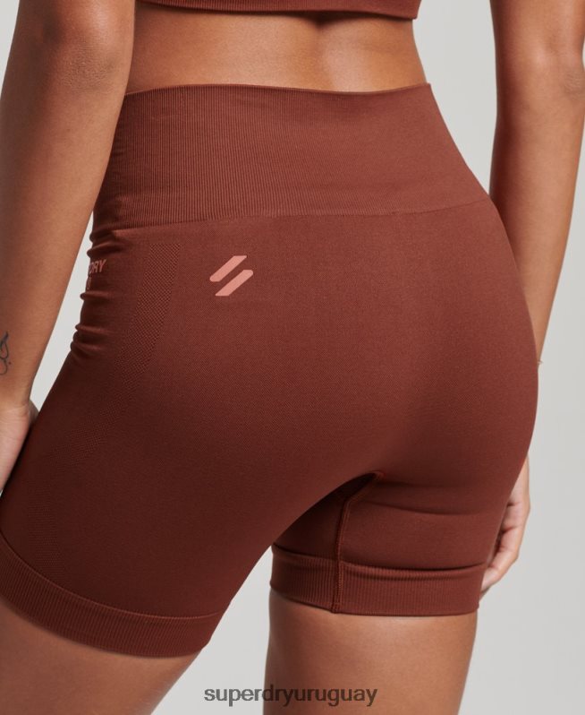 uy Superdry mujer shorts ajustados sin costuras marrón DT2N8Z3124 ropa