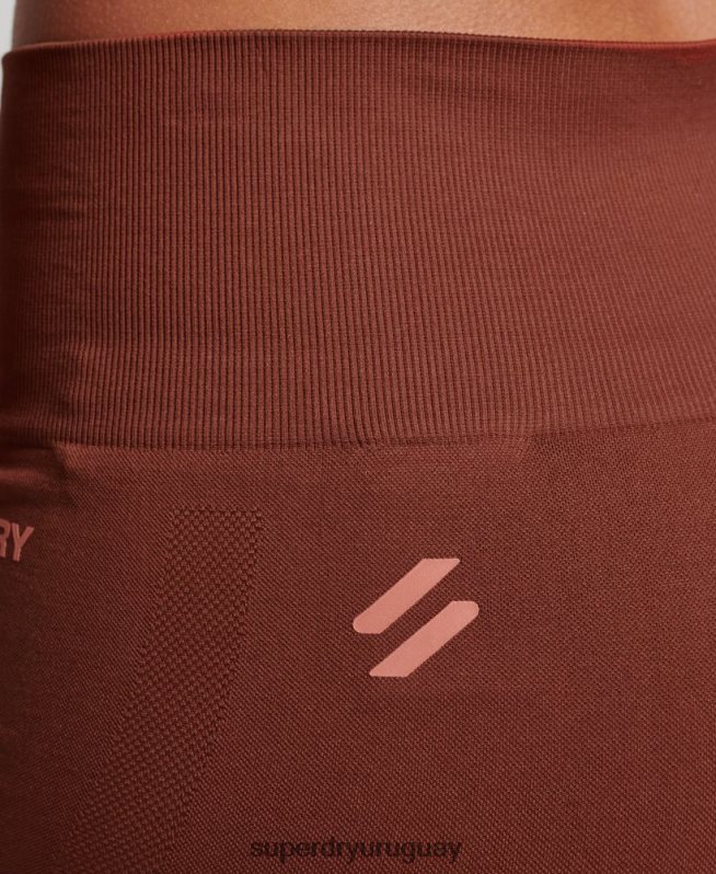 uy Superdry mujer shorts ajustados sin costuras marrón DT2N8Z3124 ropa