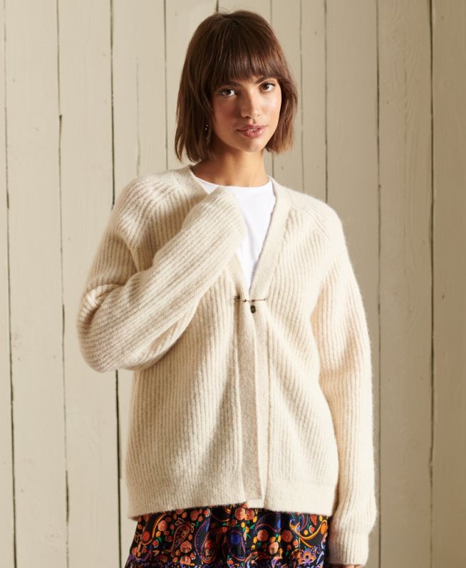 uy Superdry mujer cárdigan en mezcla de alpaca crema DT2N8Z6589 ropa
