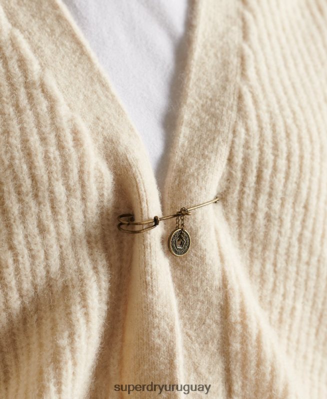 uy Superdry mujer cárdigan en mezcla de alpaca crema DT2N8Z6589 ropa