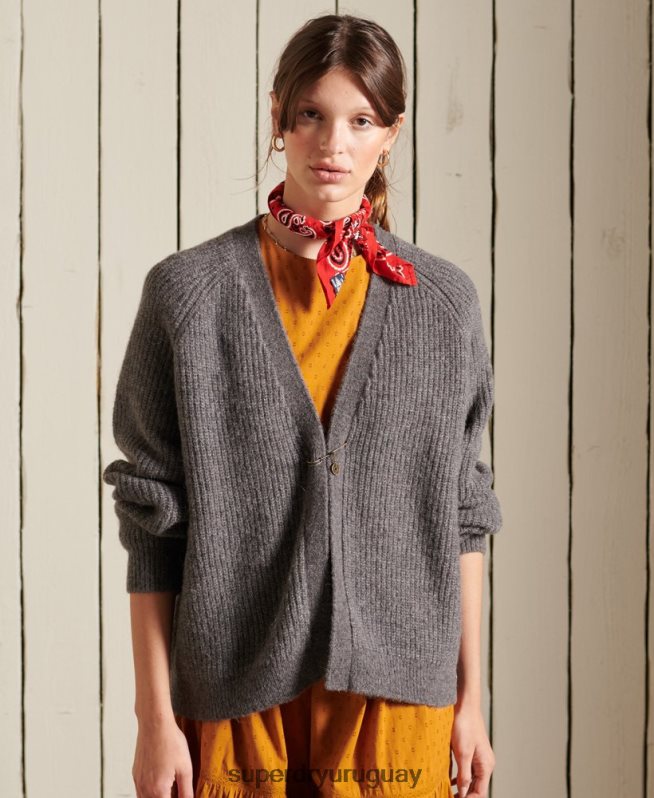 uy Superdry mujer cárdigan en mezcla de alpaca gris claro DT2N8Z6601 ropa