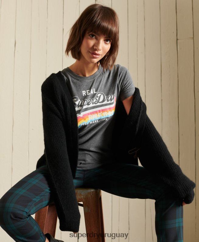 uy Superdry mujer cárdigan en mezcla de alpaca negro DT2N8Z6600 ropa