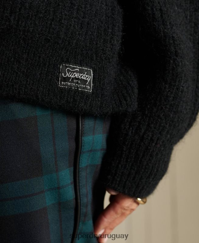 uy Superdry mujer cárdigan en mezcla de alpaca negro DT2N8Z6600 ropa