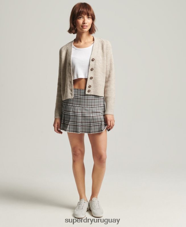 uy Superdry mujer cárdigan jessica con cuello en v beige DT2N8Z4022 ropa