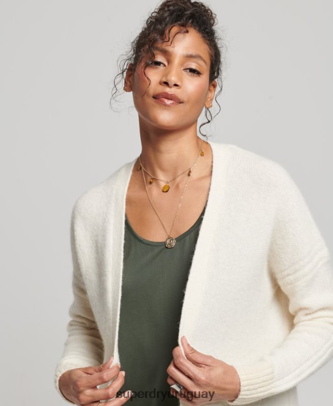 uy Superdry mujer cárdigan largo de estudios blanco DT2N8Z4008 ropa