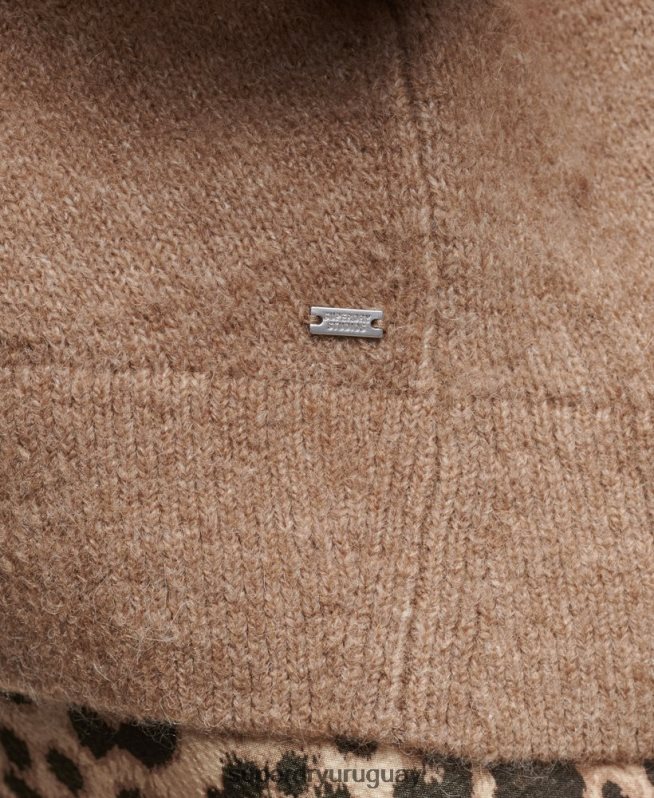 uy Superdry mujer cárdigan oversize con cuello en V beige DT2N8Z3951 ropa