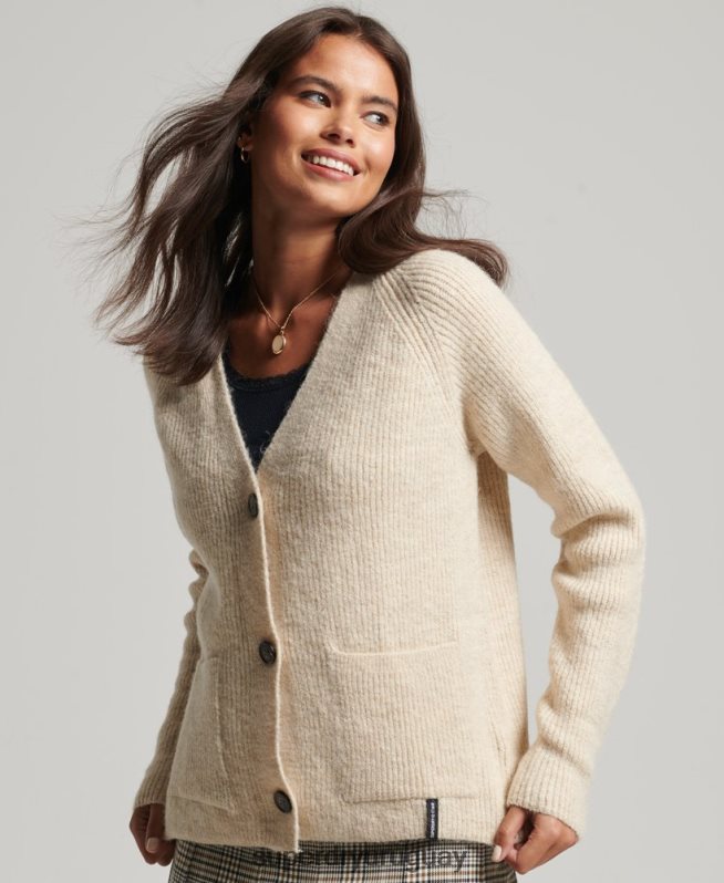 uy Superdry mujer cárdigan supersuave esencial crema DT2N8Z3956 ropa