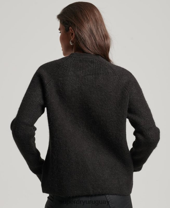 uy Superdry mujer cárdigan supersuave esencial negro DT2N8Z3962 ropa