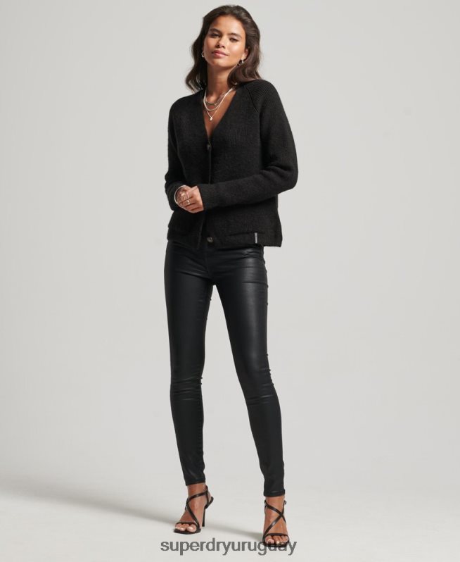 uy Superdry mujer cárdigan supersuave esencial negro DT2N8Z3962 ropa