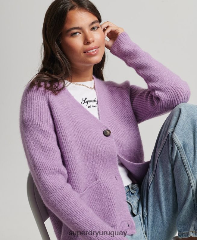 uy Superdry mujer cárdigan supersuave esencial púrpura DT2N8Z3968 ropa