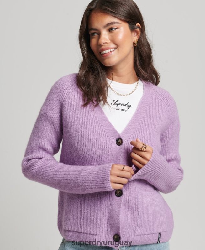 uy Superdry mujer cárdigan supersuave esencial púrpura DT2N8Z3968 ropa