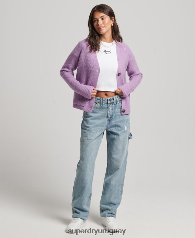 uy Superdry mujer cárdigan supersuave esencial púrpura DT2N8Z3968 ropa