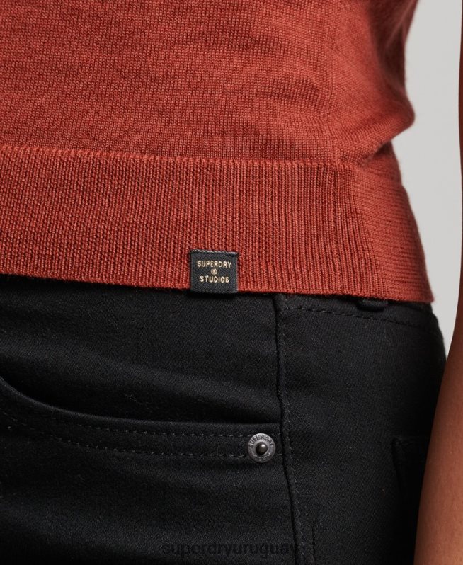 uy Superdry mujer chaleco studios merino con cuello vuelto broncearse DT2N8Z4000 ropa