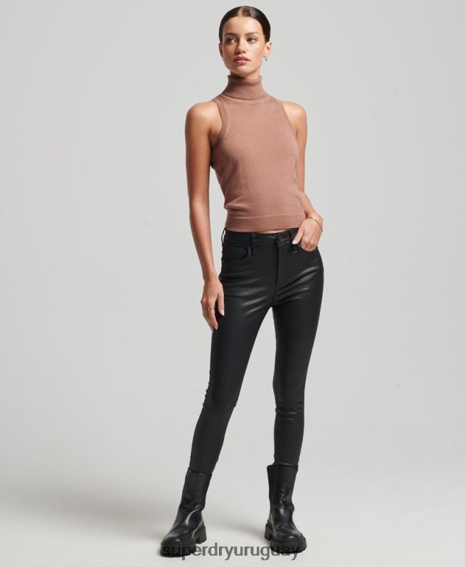uy Superdry mujer chaleco studios merino con cuello vuelto marrón DT2N8Z2972 ropa