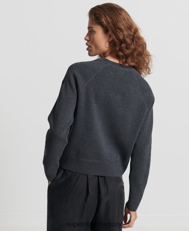 uy Superdry mujer jersey básico de algodón orgánico negro DT2N8Z6642 ropa