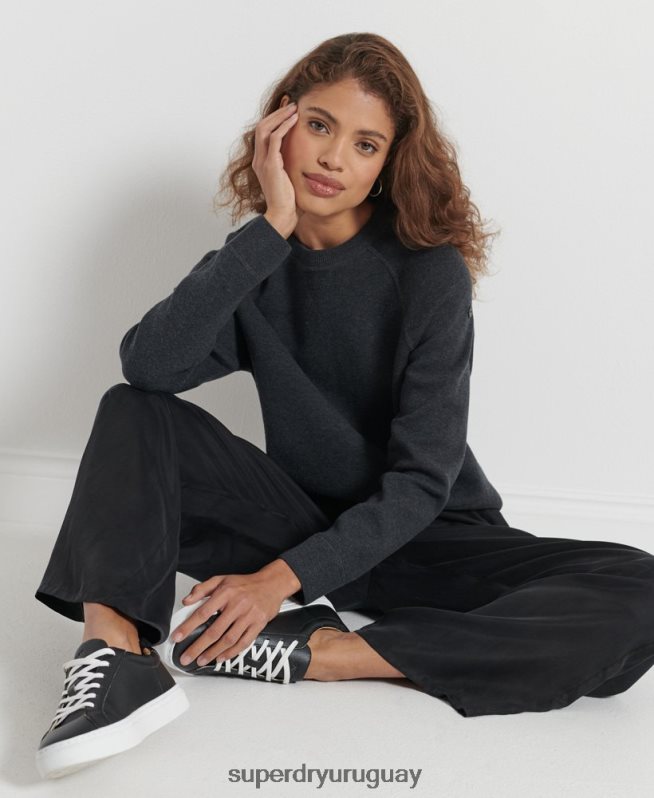 uy Superdry mujer jersey básico de algodón orgánico negro DT2N8Z6642 ropa