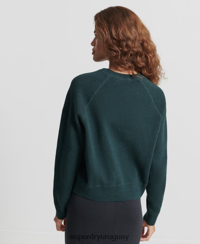uy Superdry mujer jersey básico de algodón orgánico verde DT2N8Z6713 ropa