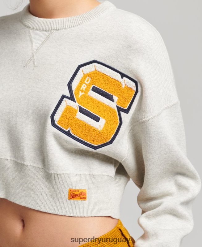 uy Superdry mujer jersey corto universitario de algodón orgánico gris DT2N8Z4039 ropa