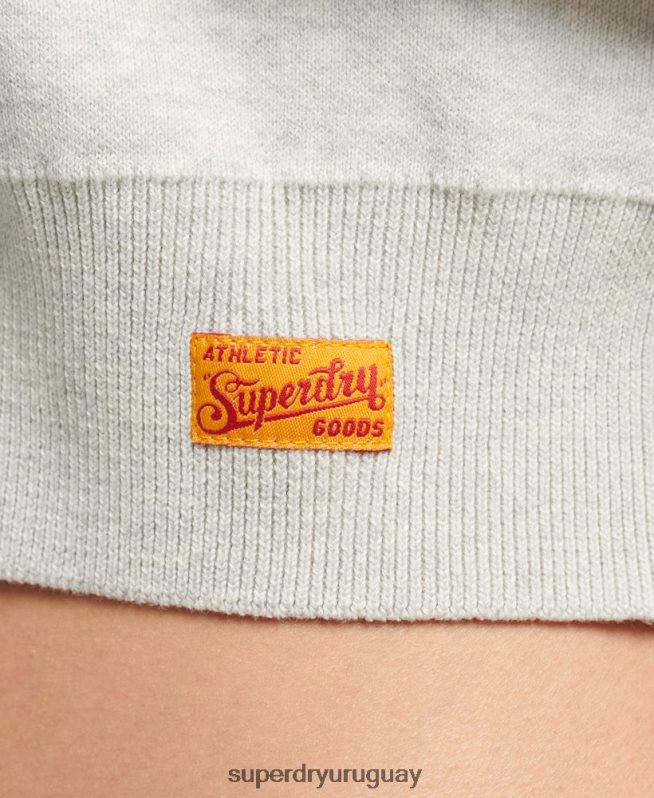 uy Superdry mujer jersey corto universitario de algodón orgánico gris DT2N8Z4039 ropa