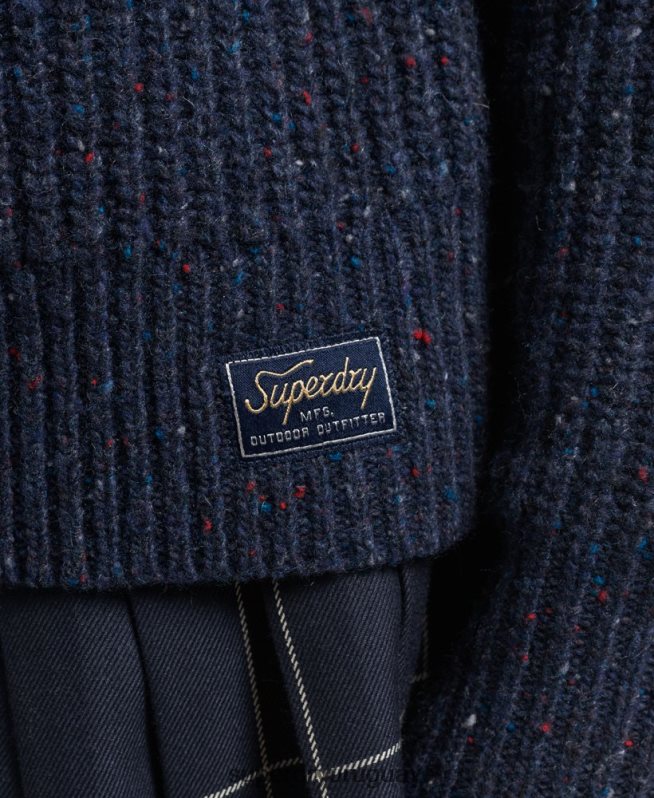uy Superdry mujer jersey de canalé de tweed con cuello redondo Armada DT2N8Z3988 ropa
