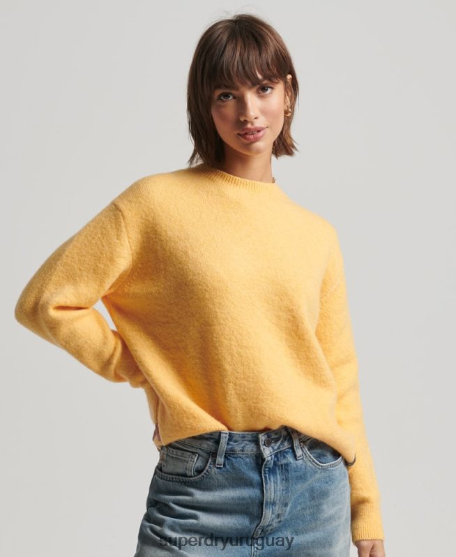 uy Superdry mujer jersey de cuello redondo supersuave esencial amarillo DT2N8Z3981 ropa