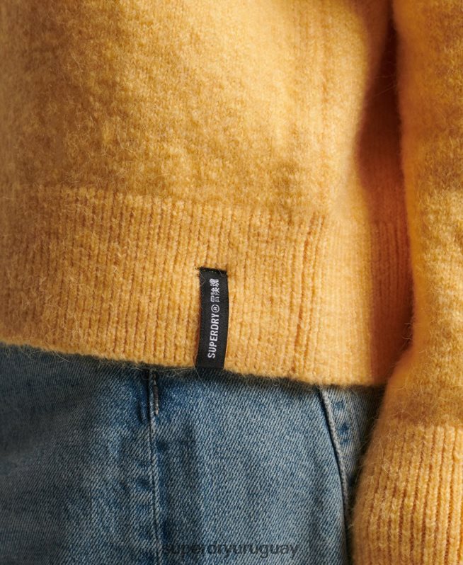 uy Superdry mujer jersey de cuello redondo supersuave esencial amarillo DT2N8Z3981 ropa