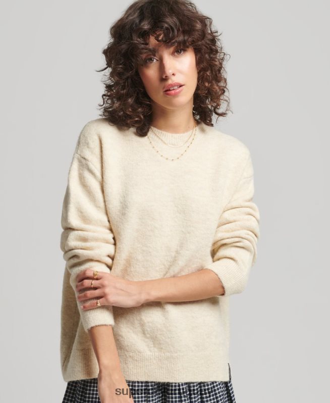 uy Superdry mujer jersey de cuello redondo supersuave esencial crema DT2N8Z3967 ropa