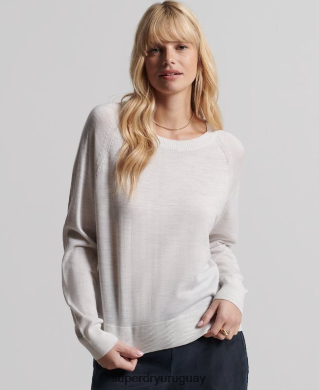 uy Superdry mujer jersey de lana merina gris claro DT2N8Z6712 ropa
