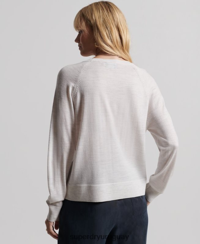 uy Superdry mujer jersey de lana merina gris claro DT2N8Z6712 ropa