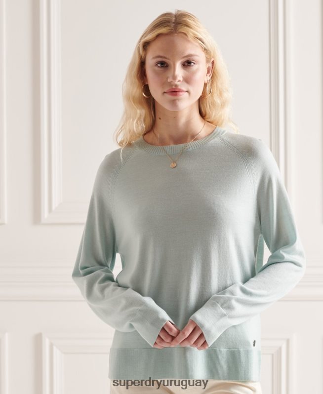 uy Superdry mujer jersey de lana merina verde DT2N8Z6641 ropa