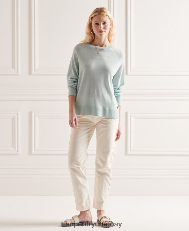 uy Superdry mujer jersey de lana merina verde DT2N8Z6641 ropa
