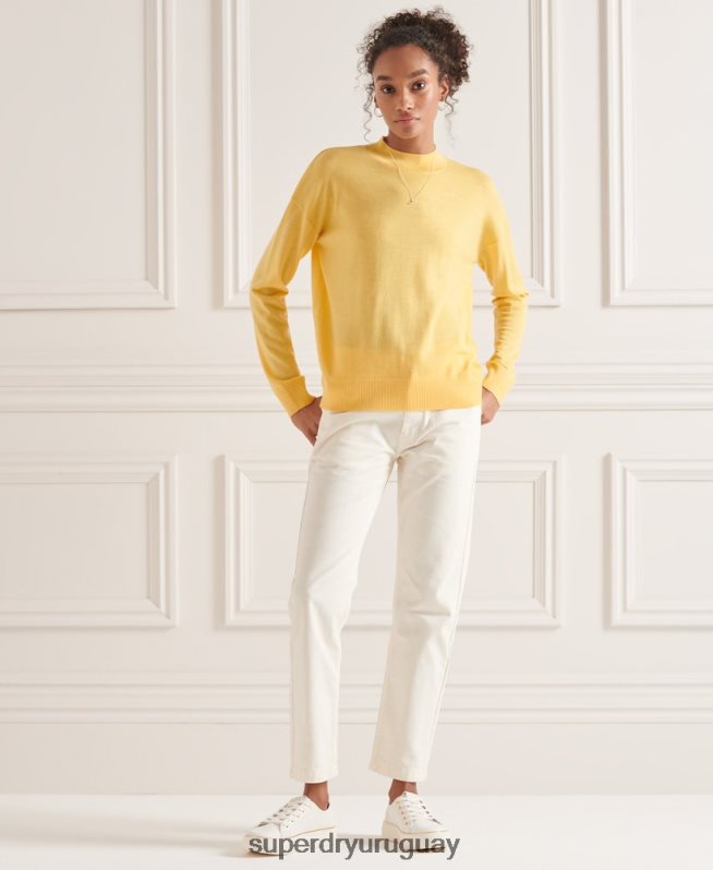 uy Superdry mujer jersey de merino con cuello alzado amarillo DT2N8Z6650 ropa